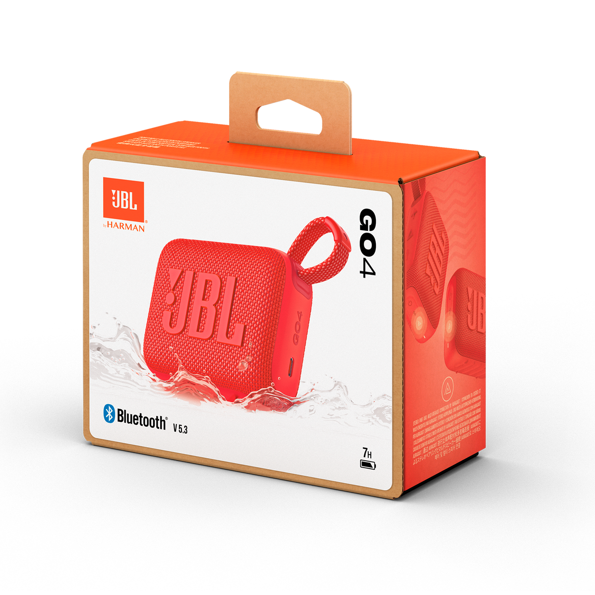 JBL Go 4 Portable Bluetooth Speaker in Red, box