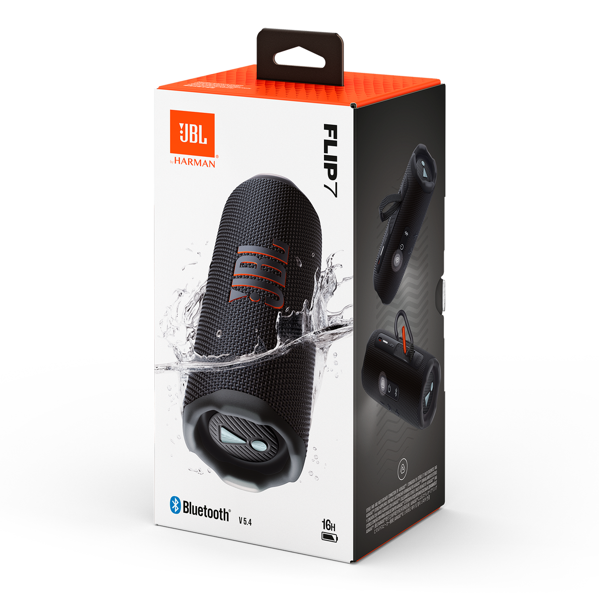 JBL Flip 7 in Black, official retail box packaging