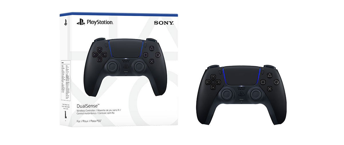 Sony PS5 DualSense Wireless Controller in Midnight Black, official retail box and controller